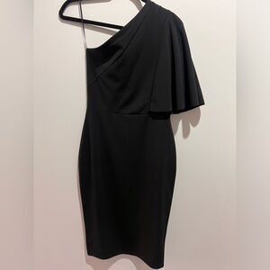 Black one shoulder midi dress size 6